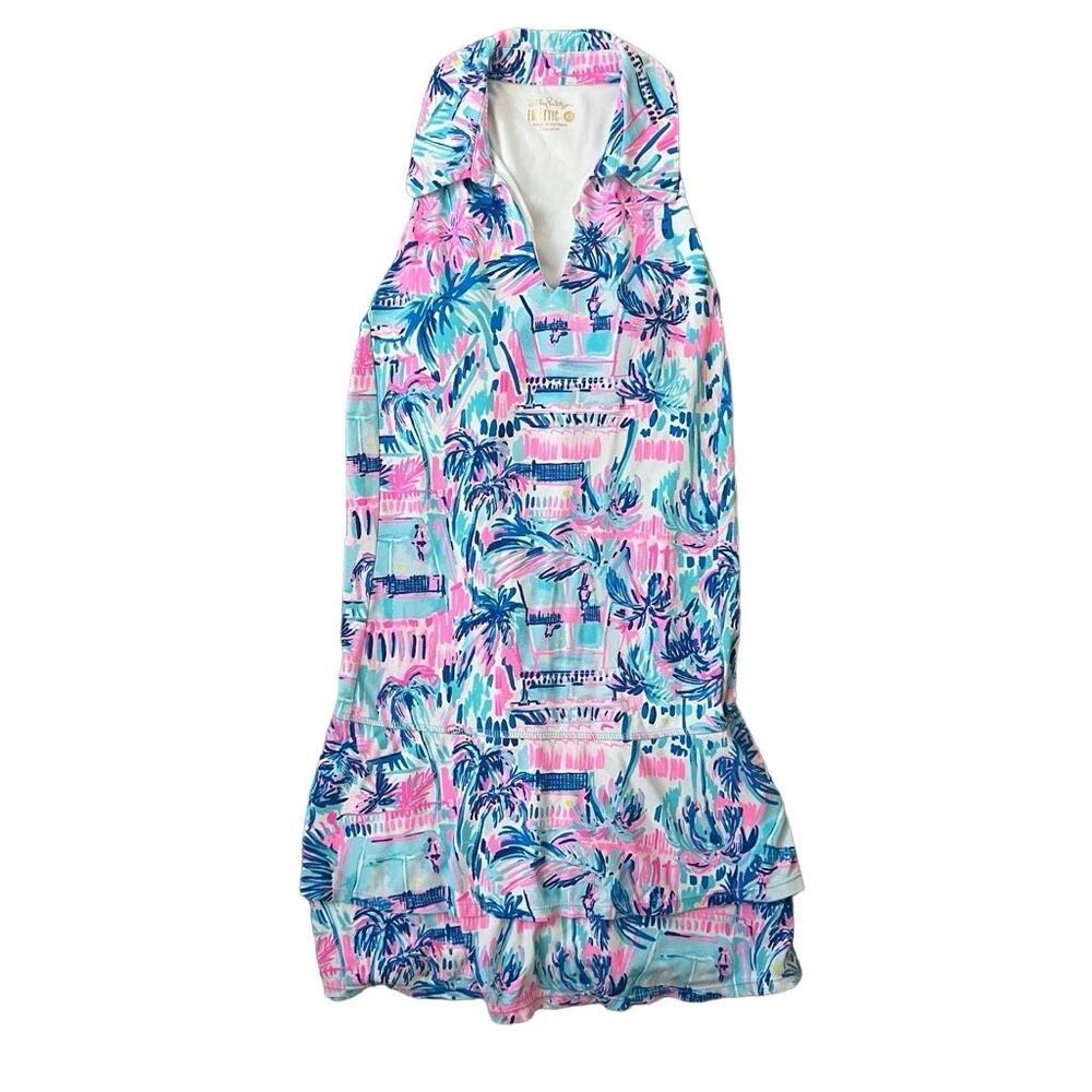 Lilly Pulitzer Pink & Blue Tropical Print Mini Dress